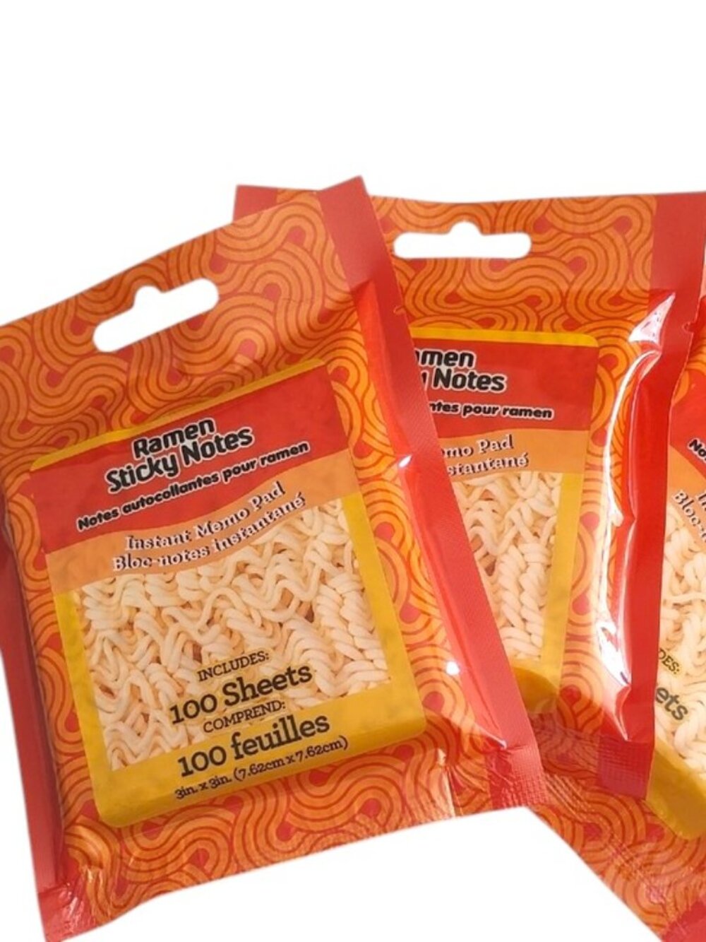 Ramen Sticky Notes - Instant Memo Pad, Yellow & Orange -NIP